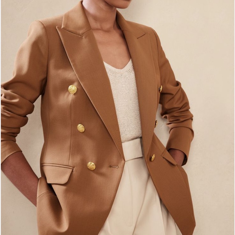 Banana Republic Camel Captain’s Blazer with Gold Buttons